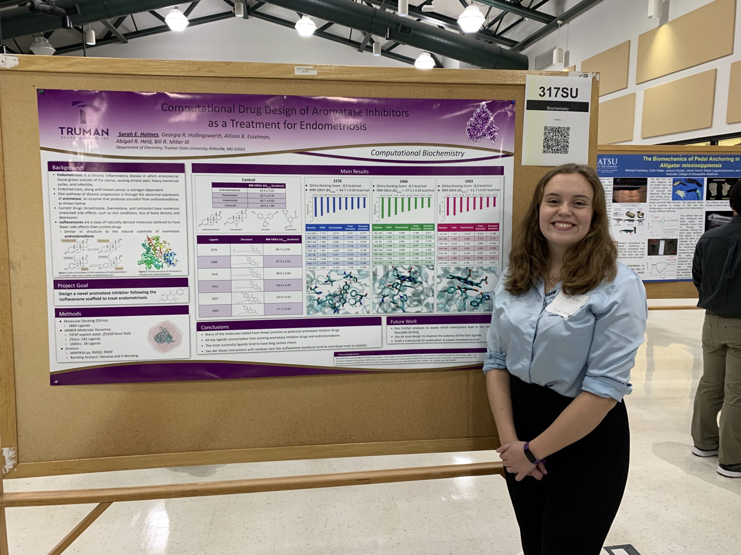 Sarah in front of her research poster on Endometrosis