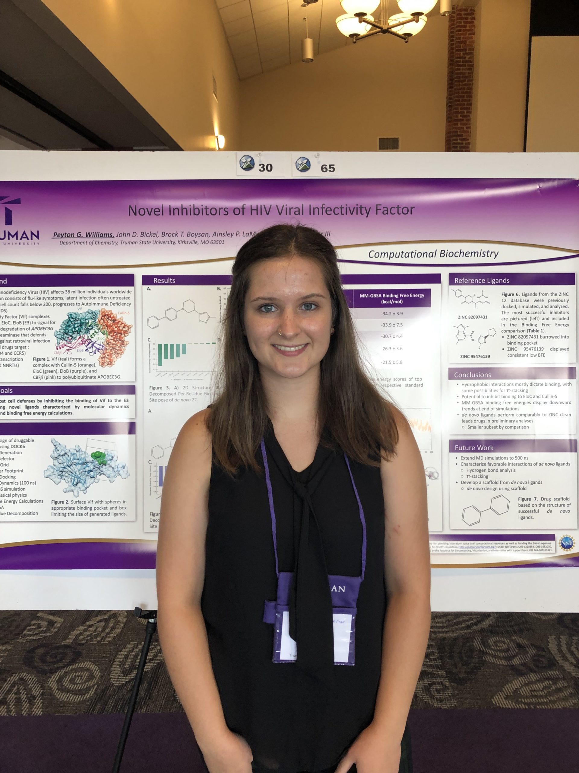 Peyton in front of her research poster